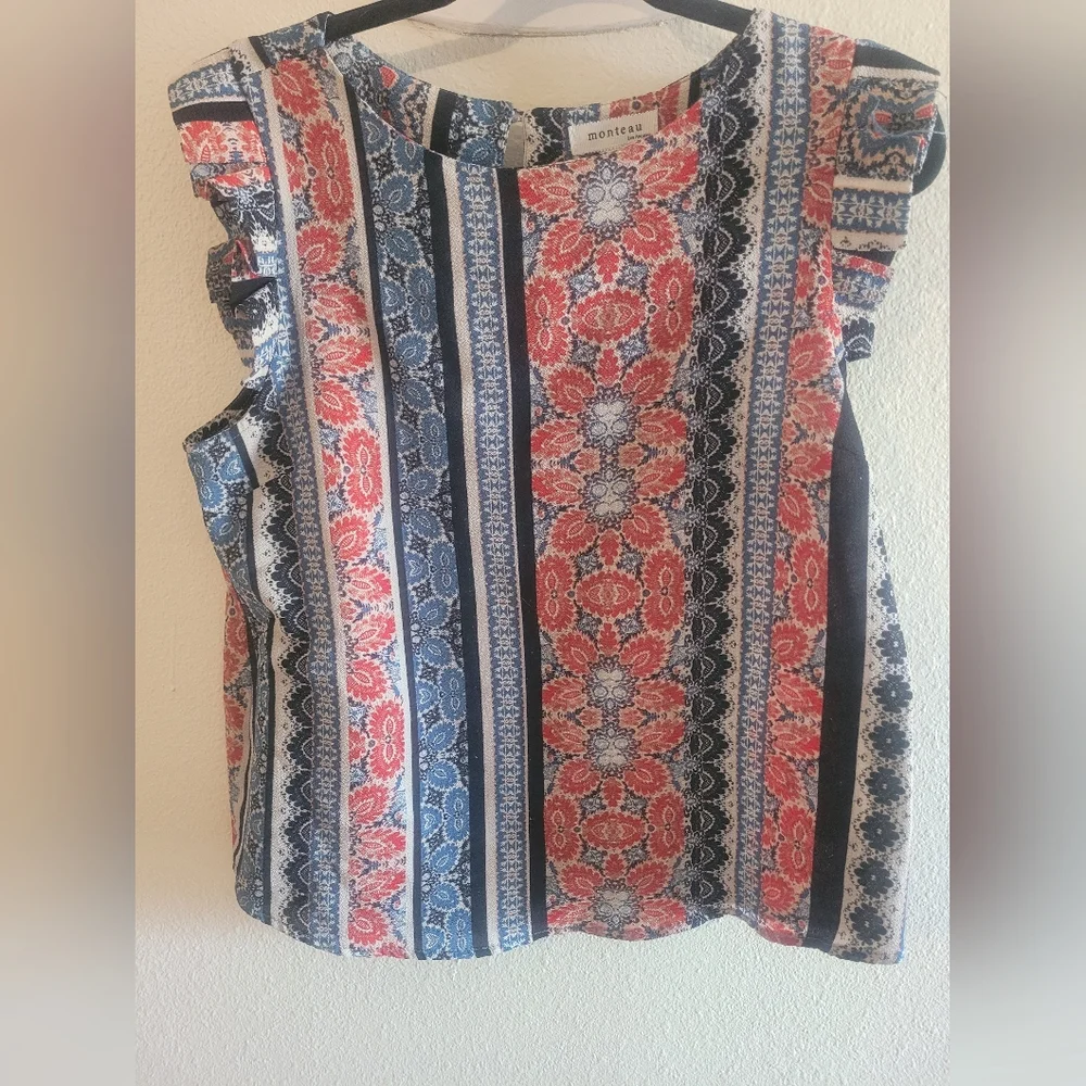 Monteau Top Ruffle Sleeve L - Picture 1 of 4